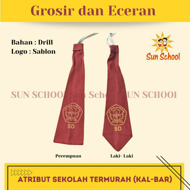 

Dasi SD Merah Sablon Laki2 / Perempuan