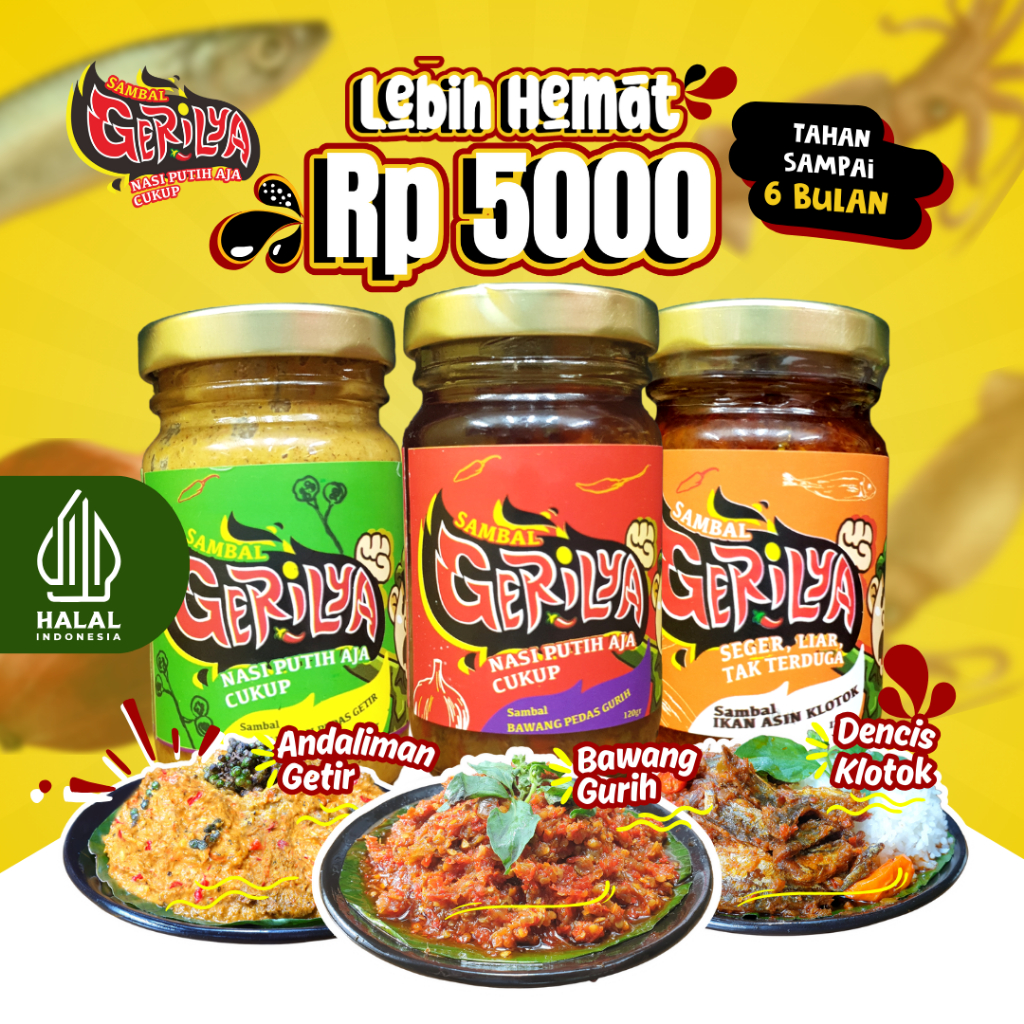 

GERILYA - Paket "ManBaKo" (Sambal Andaliman Getir, Sambal Bawang Gurih, Sambal Dencis Klotok)
