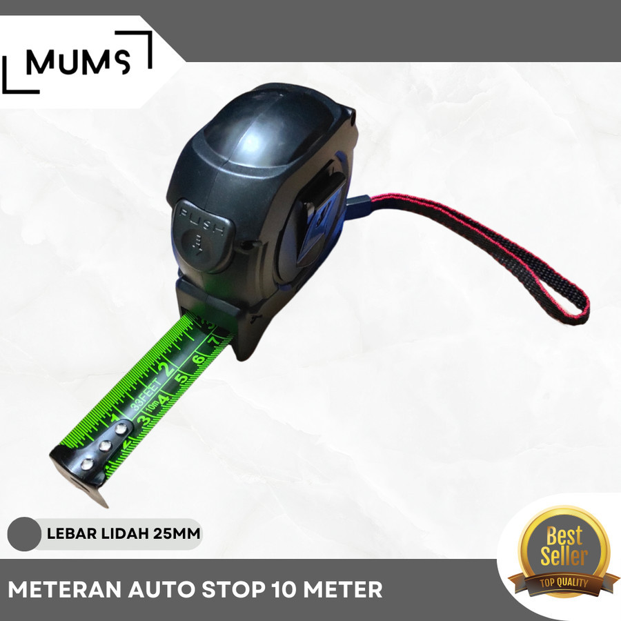 METERAN AUTO STOP 10M X 25MM/METERAN TUKANG BANGUNAN/ALAT UKUR/PENGUKUR DIMENSI/METERAN PERKAKAS TUK