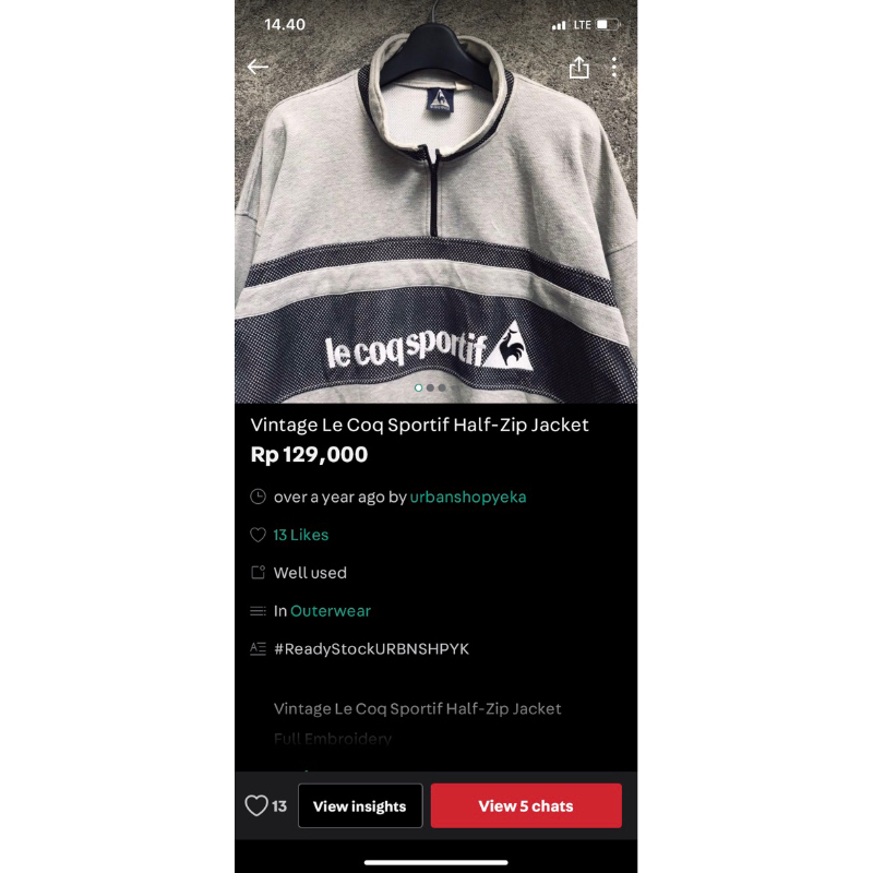 Vintage Le Coq Sportif Half-Zip Jacket