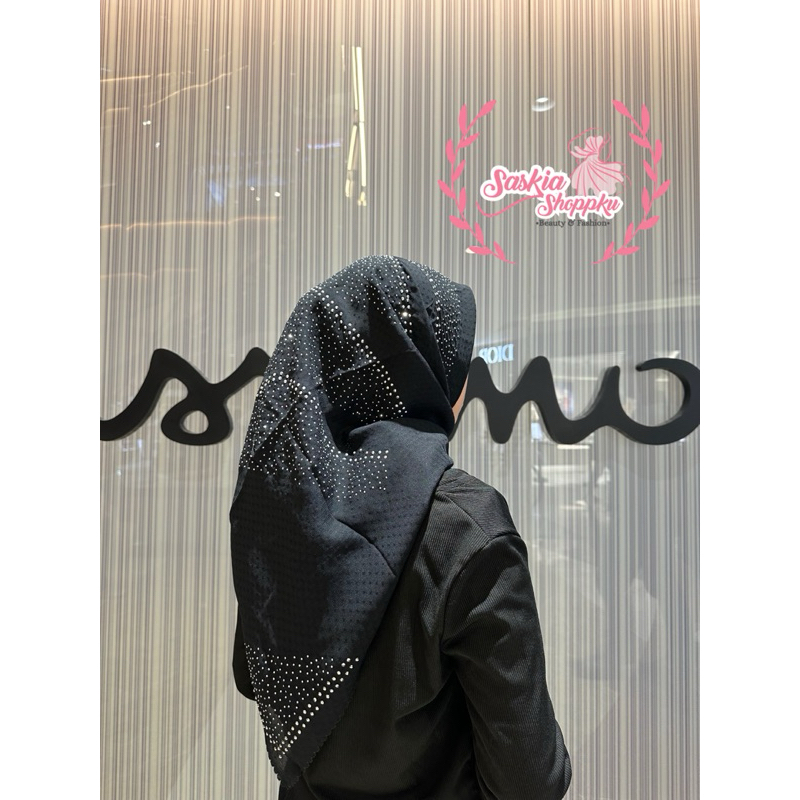 Segiempat Payet Press Swarovski Tabur Bintang / hijab press motif / jilbab segiempat swarovski