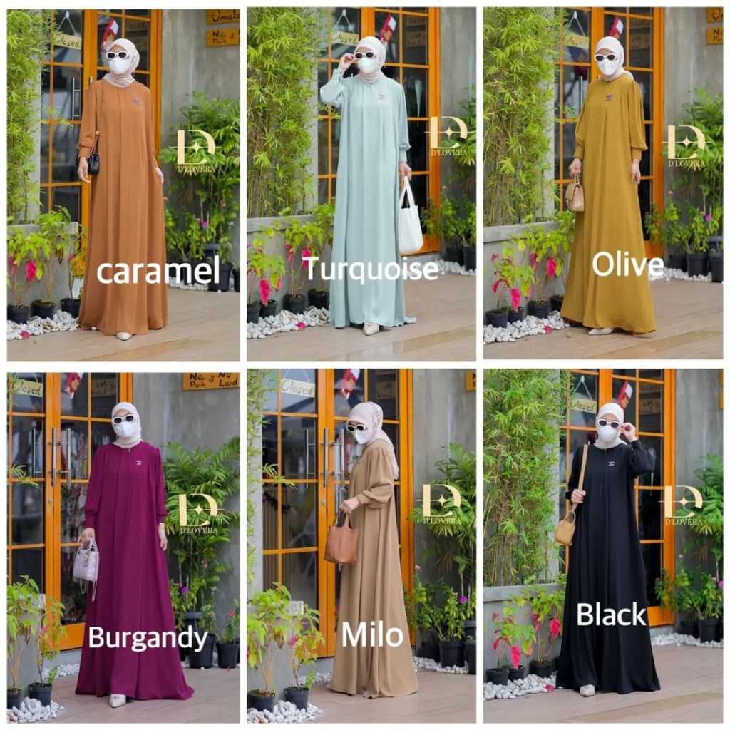 Gamis Kaftan Polos D'lovera Gamis Dress Maryam Cringkle Terbaru Model Elegan Size L XL By Dizzah Gam