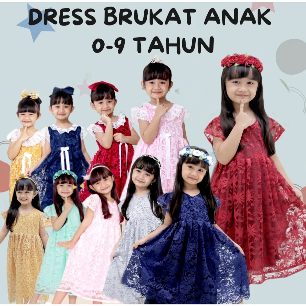 KEBAYA DRESS BRUKAT ANAK PRINCESS - Kebaya Anak Perempuan Modern - Kebaya Anak 2 Tahun - Kebaya Anak
