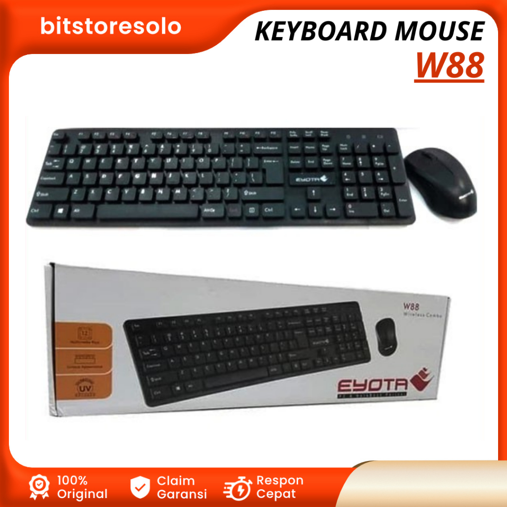 Keyboard Mouse Wireless Combo Eyota W88 USB Komputer Laptop PC