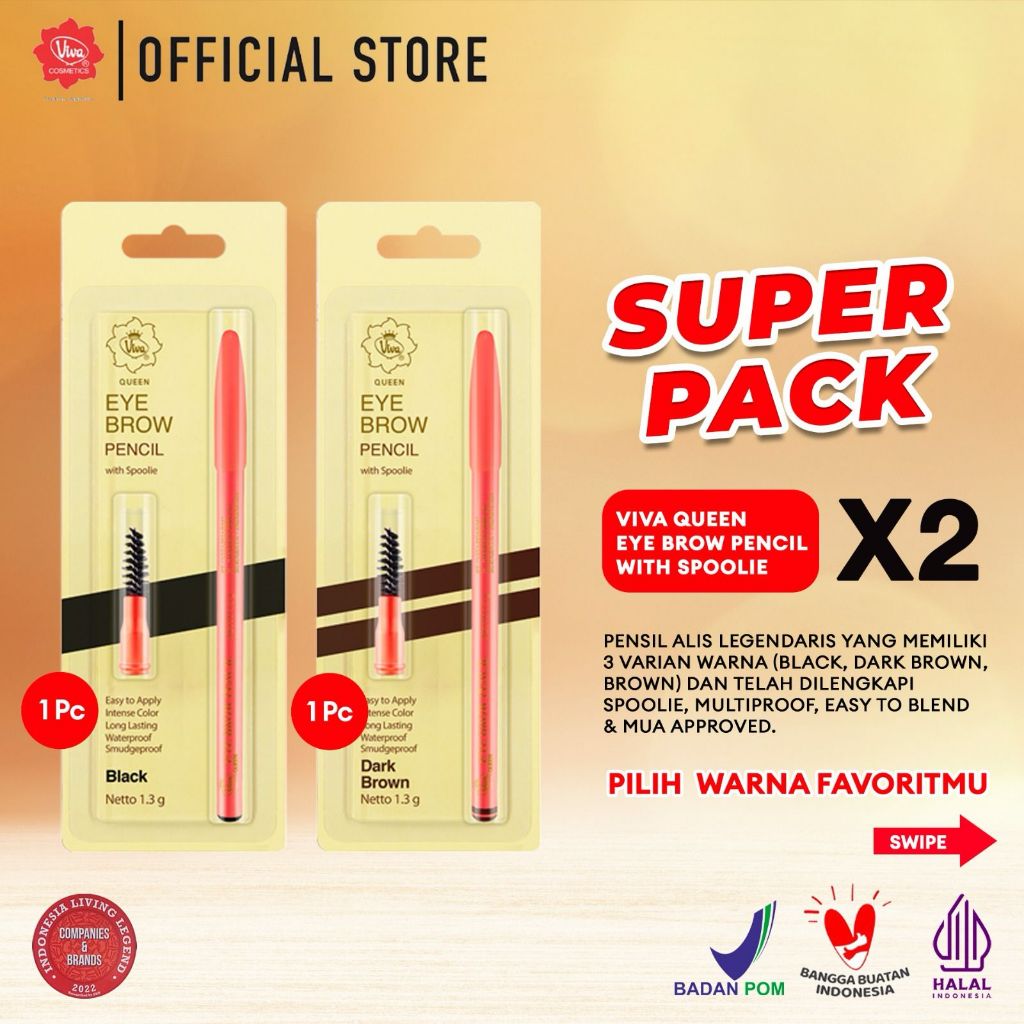 

technandaa - viva queen eyebrow pencil waterproof smudgeproof transferproof 3 varian warna