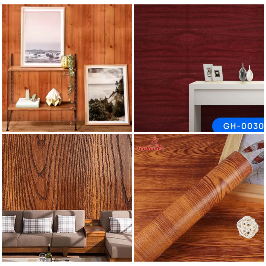 Promo Murah - Paket 5 Roll Wallpaper Stiker Dinding Serat Kayu Premium Pvc Wallstiker Dekorasi Rumah