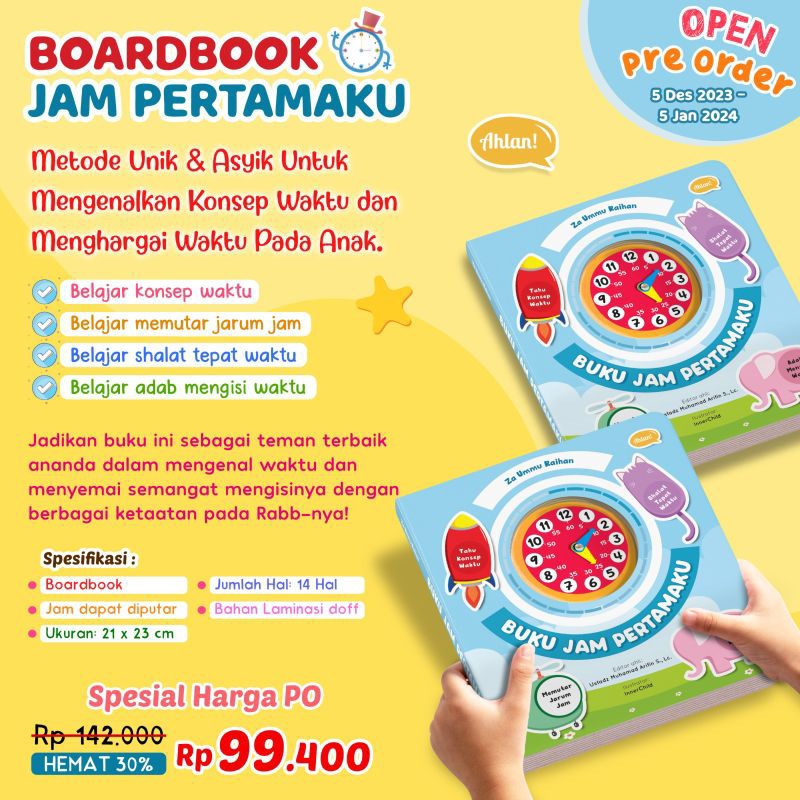 

Buku anak jam pertamaku BOARDBOOK/ORIGINAL AHLAN /PREE ORDER/buku anak