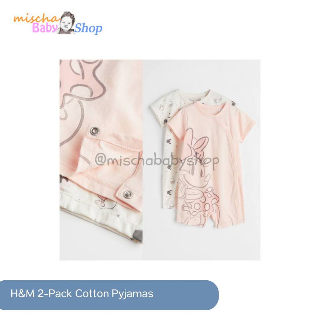 H&M 2-Pack Cotton Pyjamas Light pink/Minnie mouse | Baju Tidur Anak Perempuan