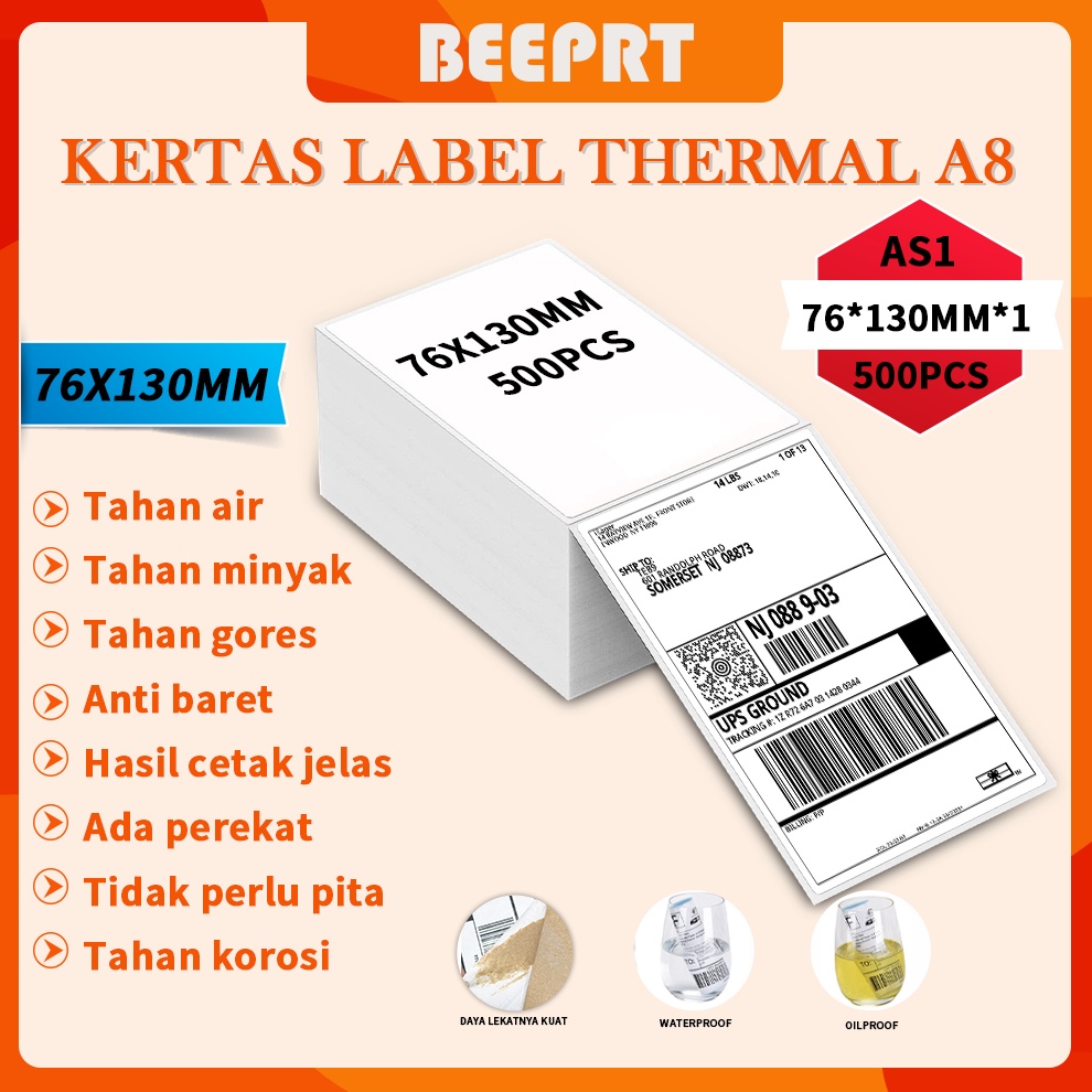 

BEEPRT Kertas Thermal 76x13mm isi 1Pcs2Pcs Label thermal barcode A8