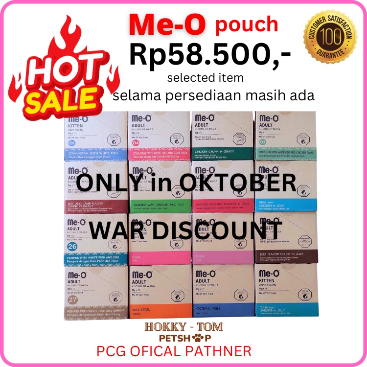 Terbaik MeO pouch meo wet cat food adult  kitten  makan kucing dewasa anak per box dus