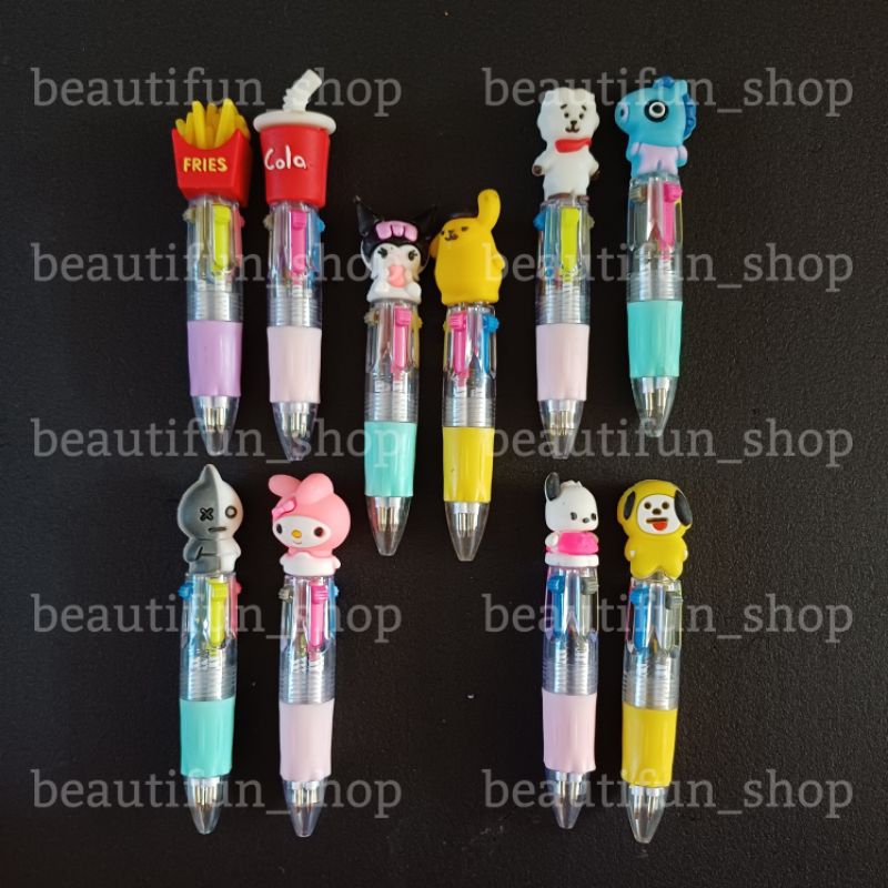 

Bolpoin 4 warna mini karakter lucu | bolpen 4 warna mini hiasan kartun sanrio | bolpen karakter makanan | pulpen mekanik karakter sanrio pulpen bt21 mekanik 4 warna | pulpen mekanik 4warna karakter lucu | pena pendek fast food mekanik lucu sanrio kuromi