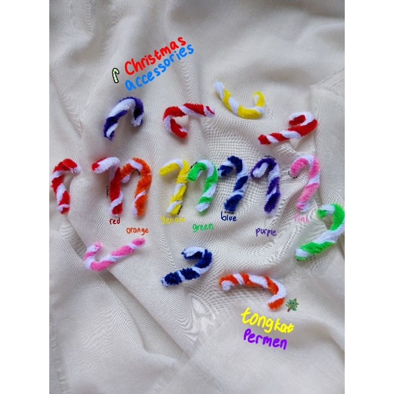 hiasan natal dekorasi pohon natal ornamen selfmade tongkat permen kawat bulu tanpa tali pipe cleaner