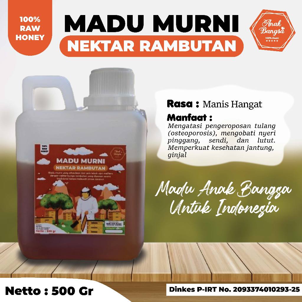 

Madu Asli Hutan Murni Nektar Rambutan 500 gram - Madu Anak Bangsa Grade A 100% Alami Raw Honey