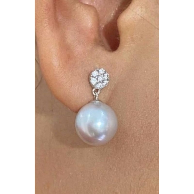 Giwang Berlian Natural Diamond & Mutiara Air Tawar Wanita