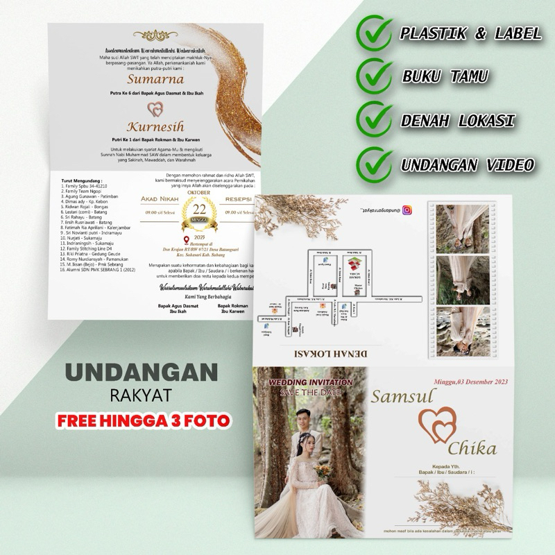 Cetak Undangan Pernikahan Khitanan Foto Custom Unik Printo Elegan
