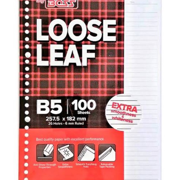 

Bestseller Loose Leaf Big Boss B5 26 Lubang isi 1 lembar