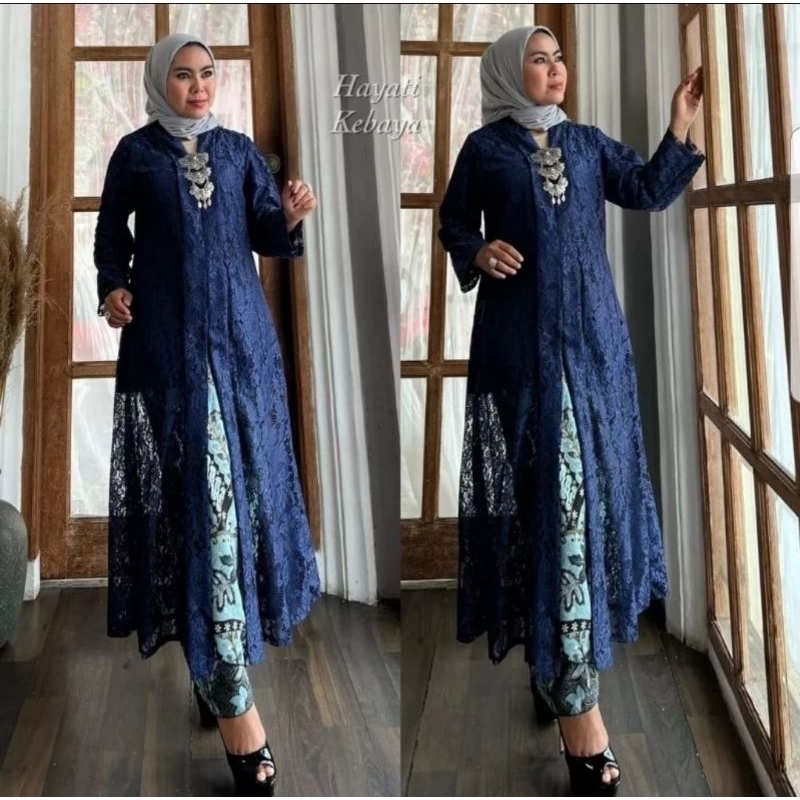 Ready Setelan Tunik Floy Brukat Hayati Modern//Kebaya Hayati Modern//Baju Kebaya/Kebaya Modern/Kebay