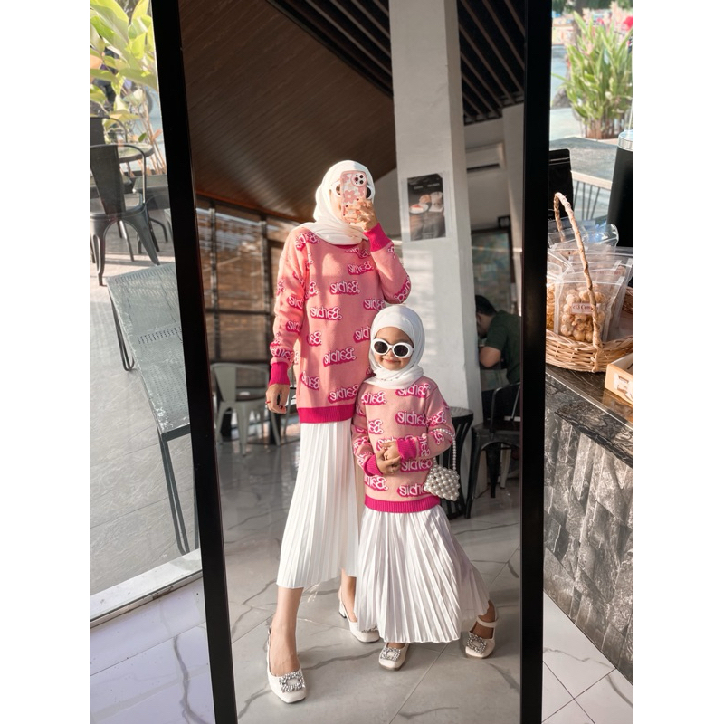 sweater barbie Rajut couple anak & Dewasay