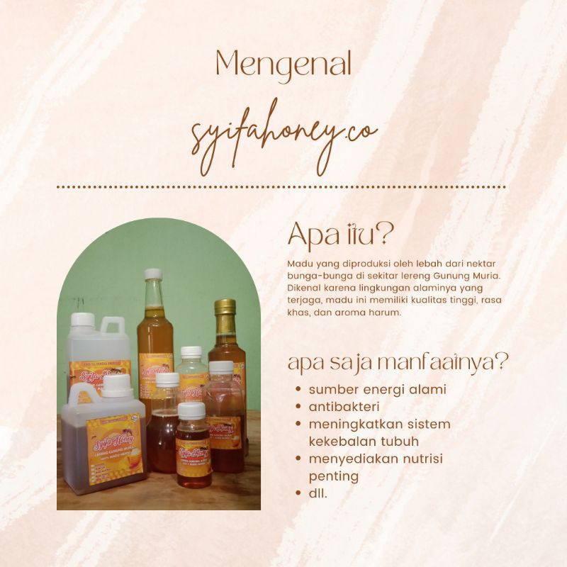 

syifahoney.co - Madu Lebah Murni Lereng Gunung Muria Multiflora 100% Original HALAL
