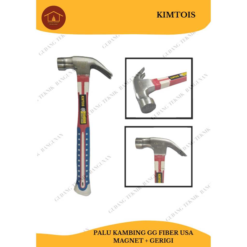 Palu Kambing gg Fiber Gerigi + Magnet KIMTOIS 8oz 12oz 16oz /Claw Hammer / Palu Tukang Termurah