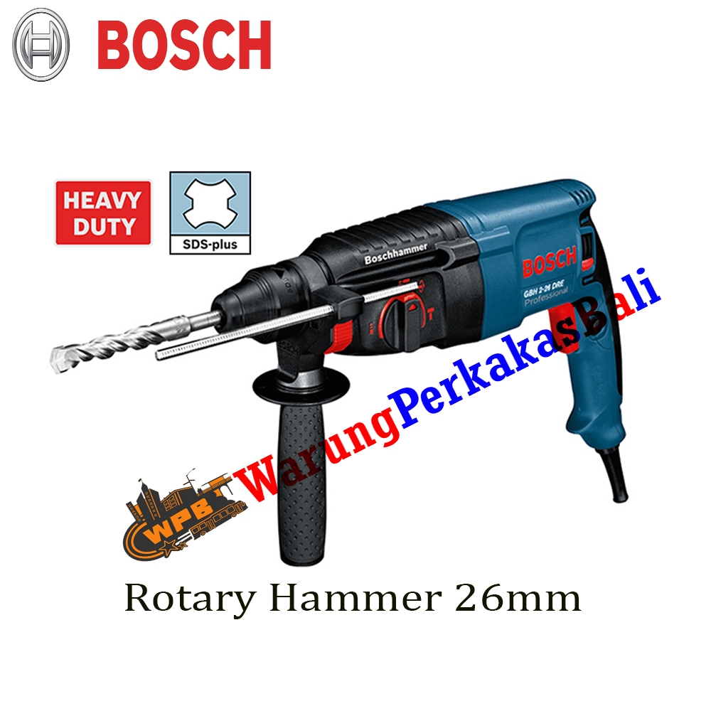 BOSCH Rotary Hammer GBH 2 - 26 DRE Heavy Duty Mesin Bor Bobok Beton 26mm Multifungsi Set Box FREE 3 