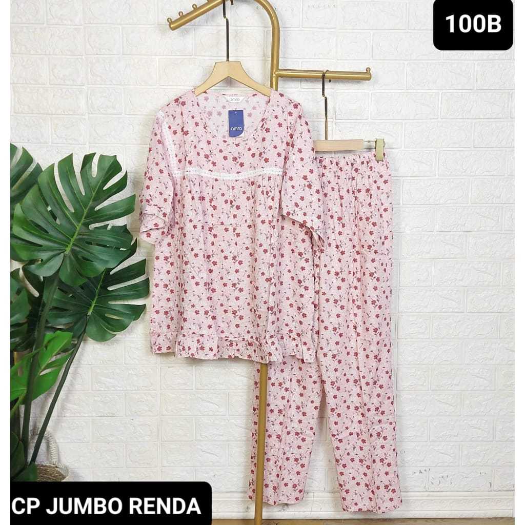 BAJU TIDUR CELANA PANJANG KERAH KATUN RAYON JUMBO AMRO