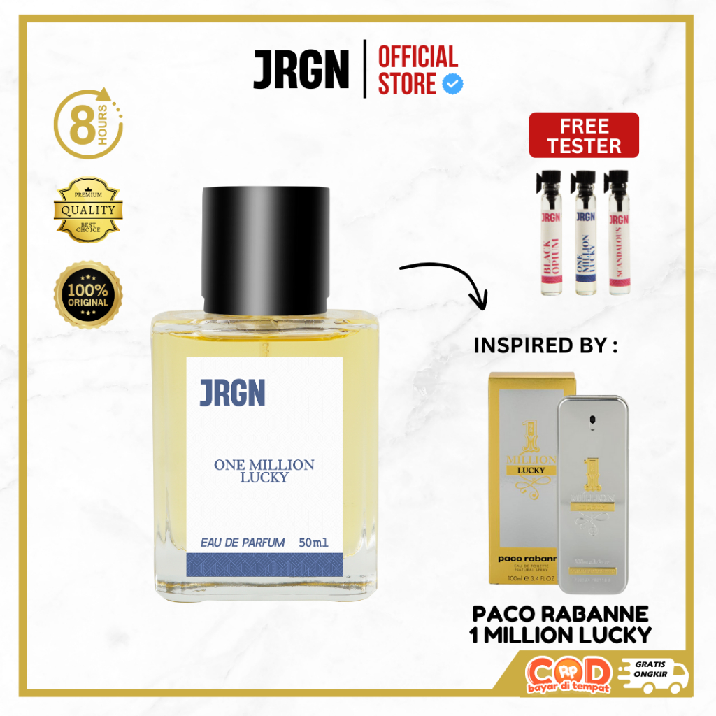 JRGN Parfum 1 Million Lucky Tahan Lama Parfume Pria Aroma Woody Elegan Maskulin EDP 50ml