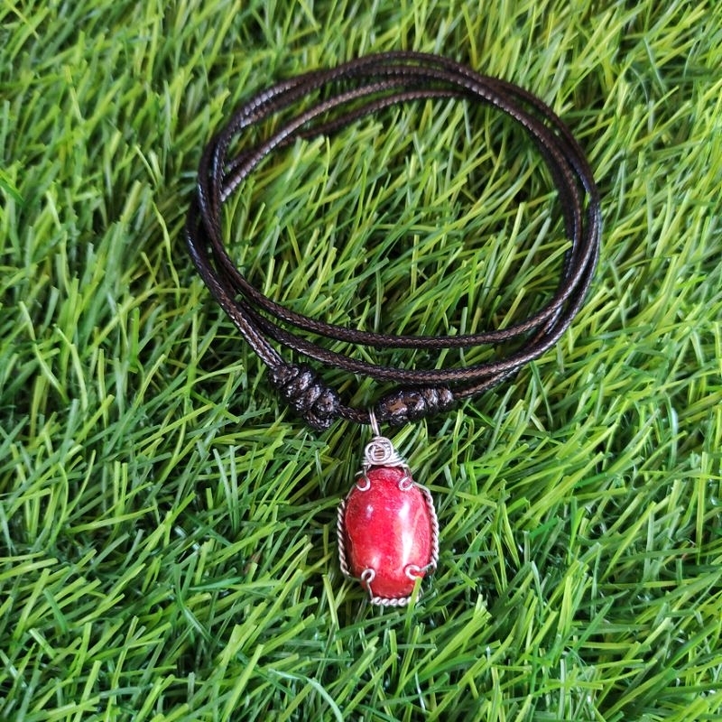 kalung liontin etnik batu red coral Marjan (Natural)