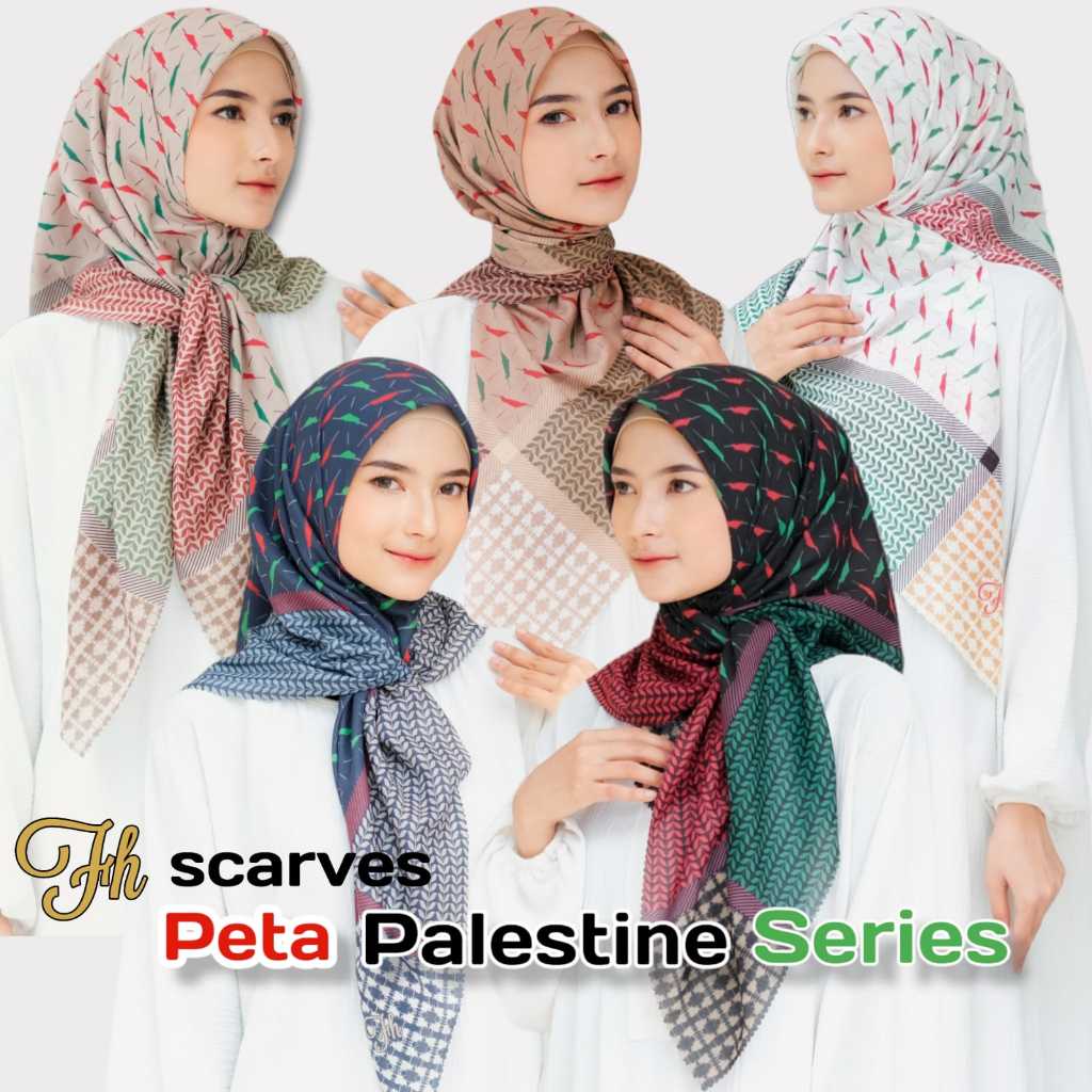 FH Scarf Jilbab Voal Motif Seri Peta Palestina