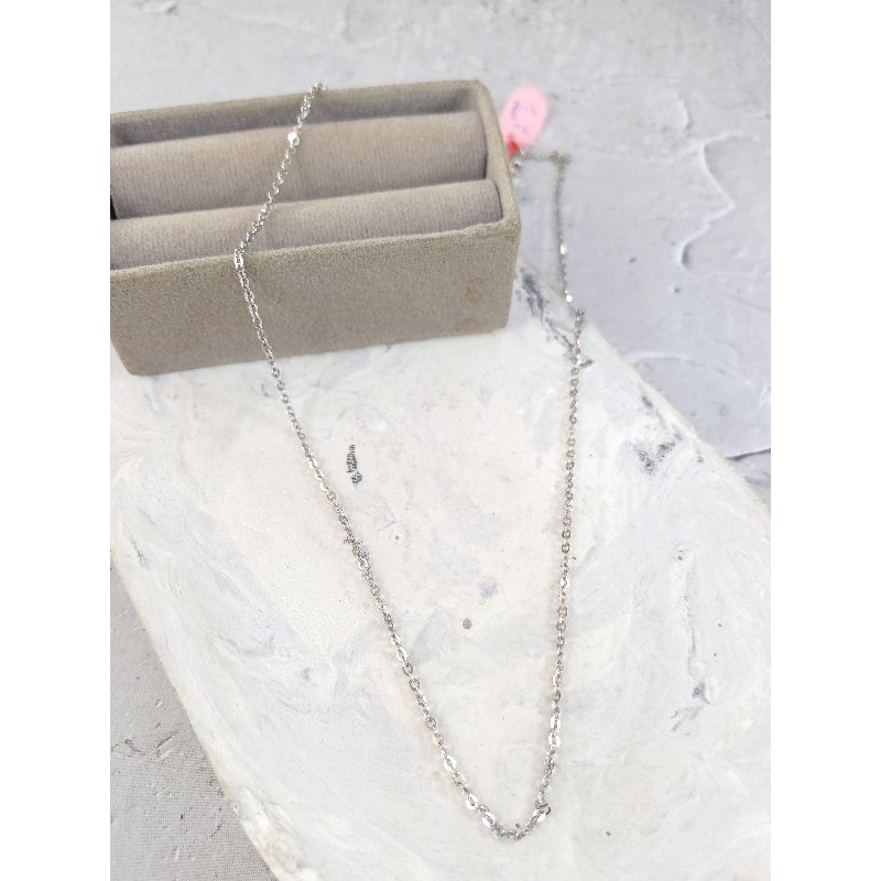 Kalung rantai nori siem Emas Putih Asli 9K