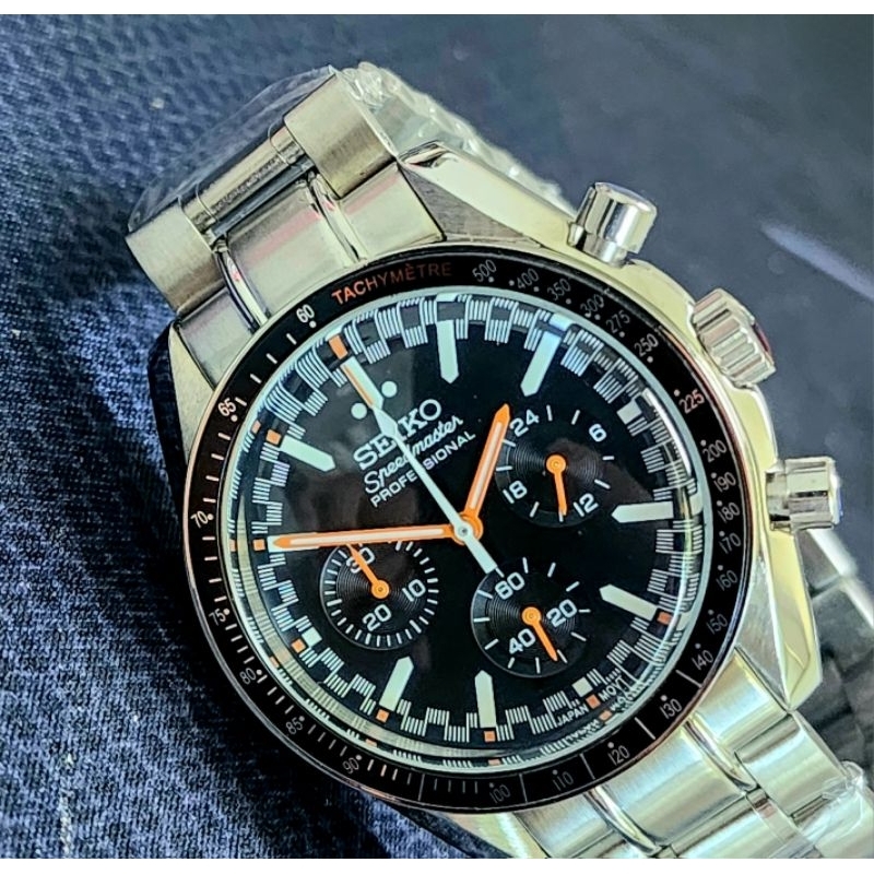 Jam Tangan Seiko Homage Legendary Omega Spe3dmast3r M00n watch Racing Chronograph Original