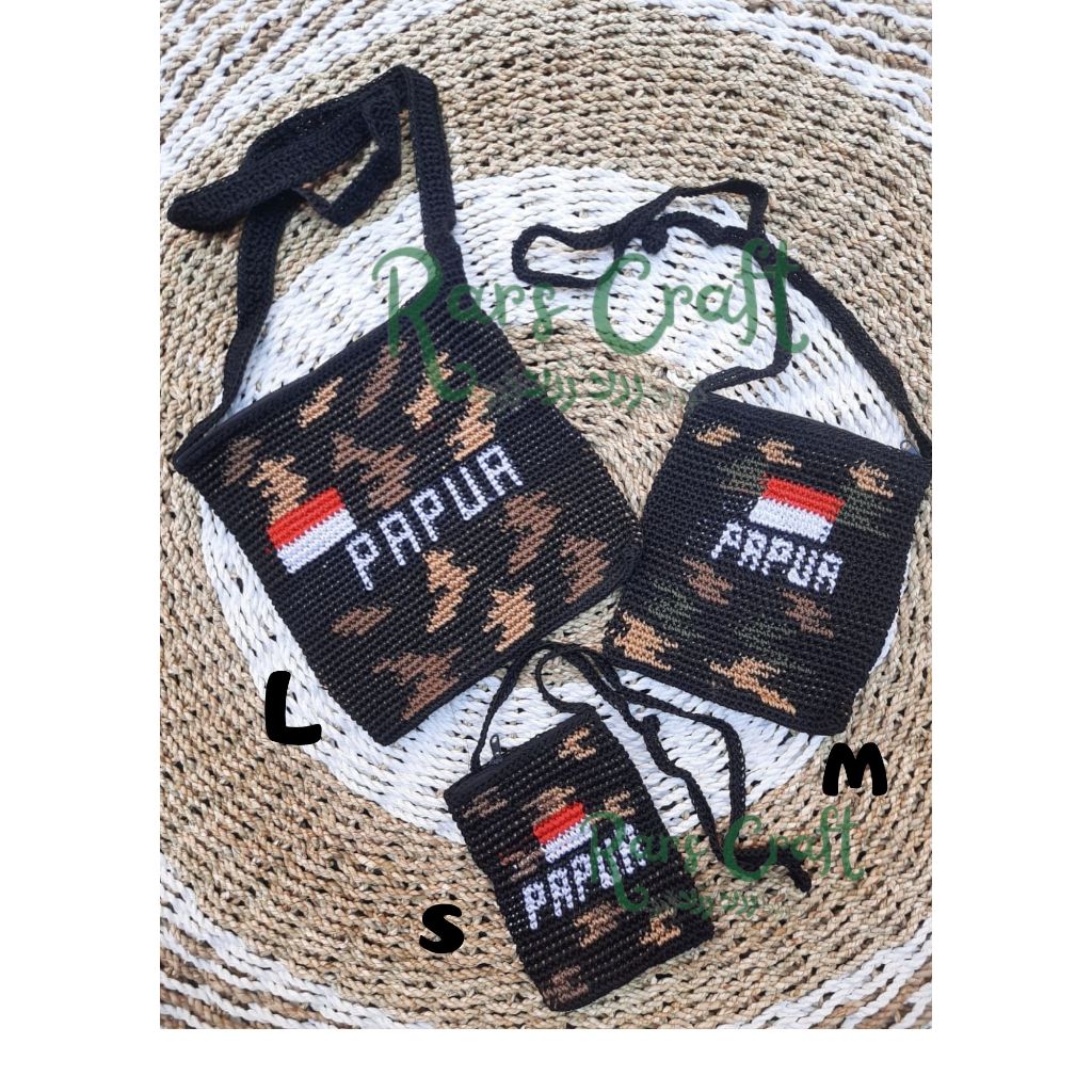 Tas Papua , tas rajut , noken Papua, Tas selempang, Tas selempang papua, Tas untuk oleh oleh, Tas un
