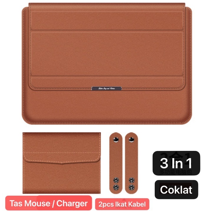 LC-01 SOHA 15 Inch Case Stand Sleeve PREMIUM PU LEATHER Kulit MACBOOK Air Sarung LAPTOP