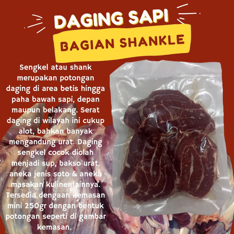 

Daging Sapi Sengkel / Shank / Shankle / Sapi Lokal Fresh Frozen 500gr