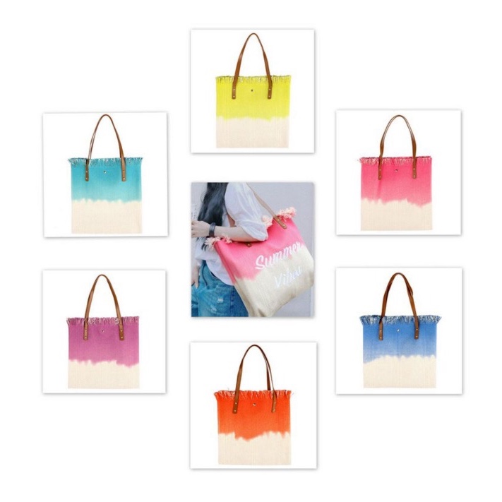 Summer Tas Pantai Tas Jinjing Perjalanan/Tas Tangan Wanita Seri Korea, Tas Tangan Kanvas Rumbai Mode