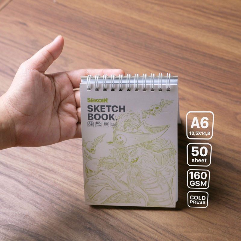 

Buku gambar Sketchbook Kecil A6. 50 lembar/100 halaman.