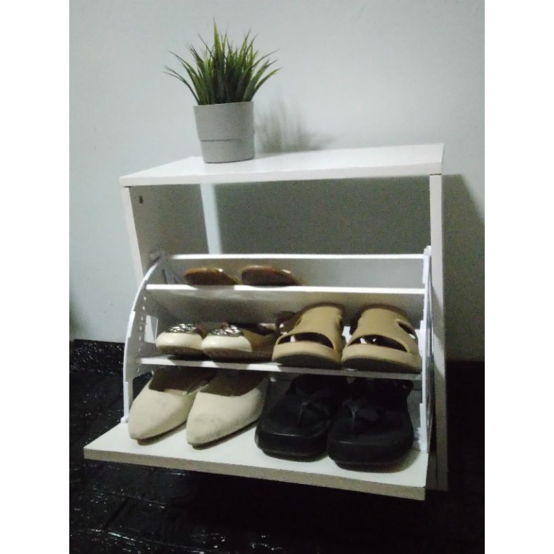 rak lemari sepatu kayu solid blockboard