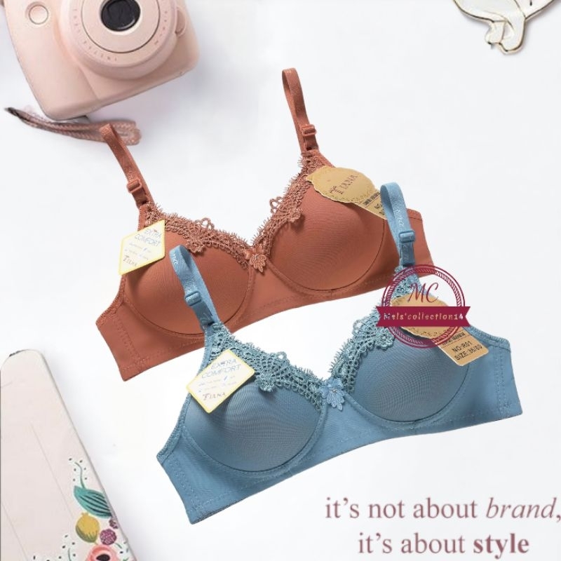 Bra renda atas tanpa kawat Bh brokat atas tanpa kawat size 34-40 kait 2 daily bra busa tanpa kawat