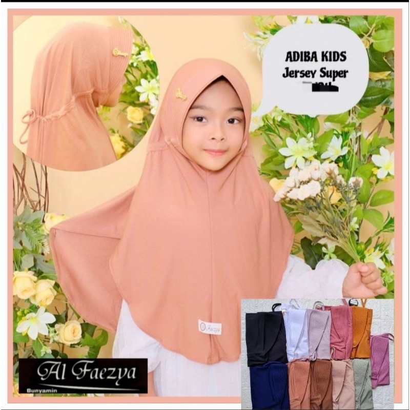 755 ADIBA KIDS Jilbab Al faezya Anak Serut belakang Jersey Super/Hijab AF Alfaezya ori By Bunyamin