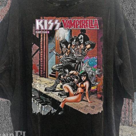 KISS Vampirella Shirt | Acid Wash Oversized