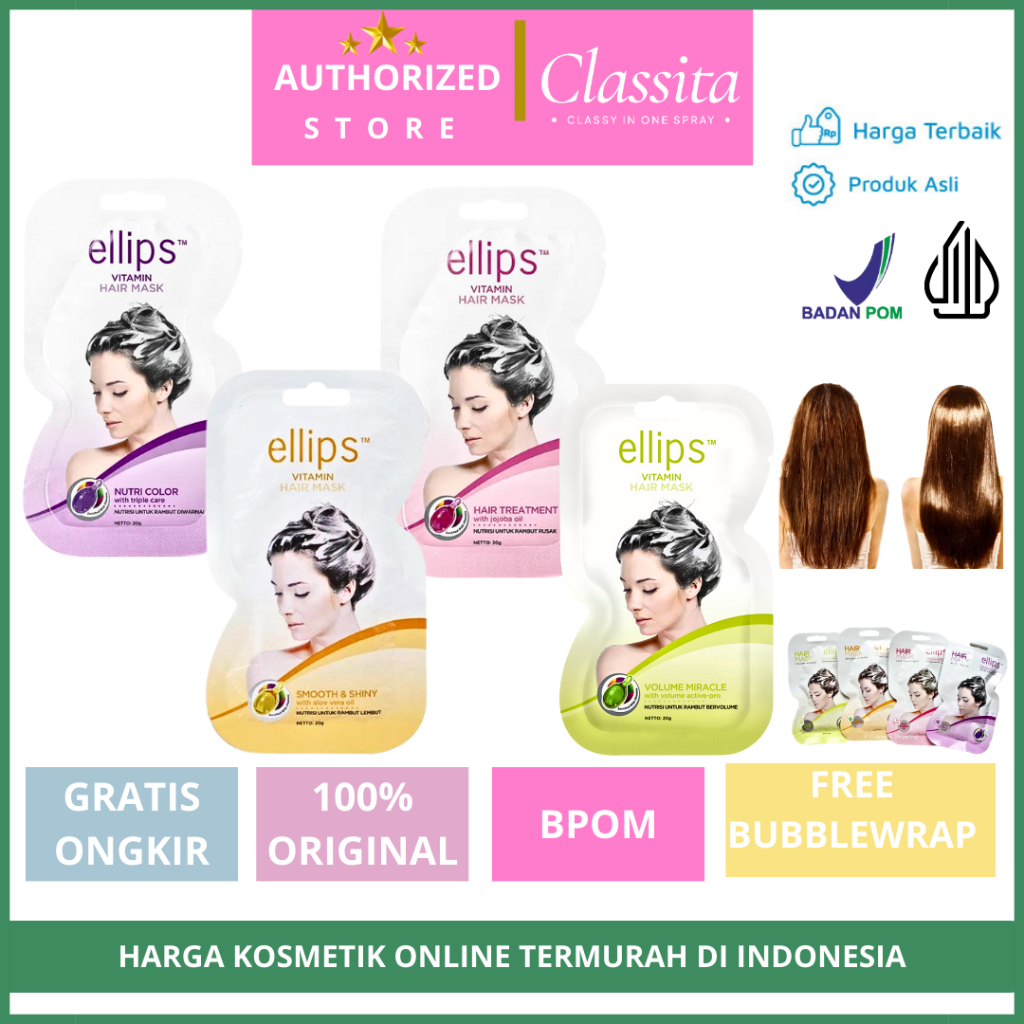 𝐂𝐋𝐀𝐒𝐒𝐈𝐓𝐀.𝐈𝐃 - Ellips Hair Mask | Masker Rambut | Hair Mask Rambut Rontok | Ellips Masker Rambut Rusa