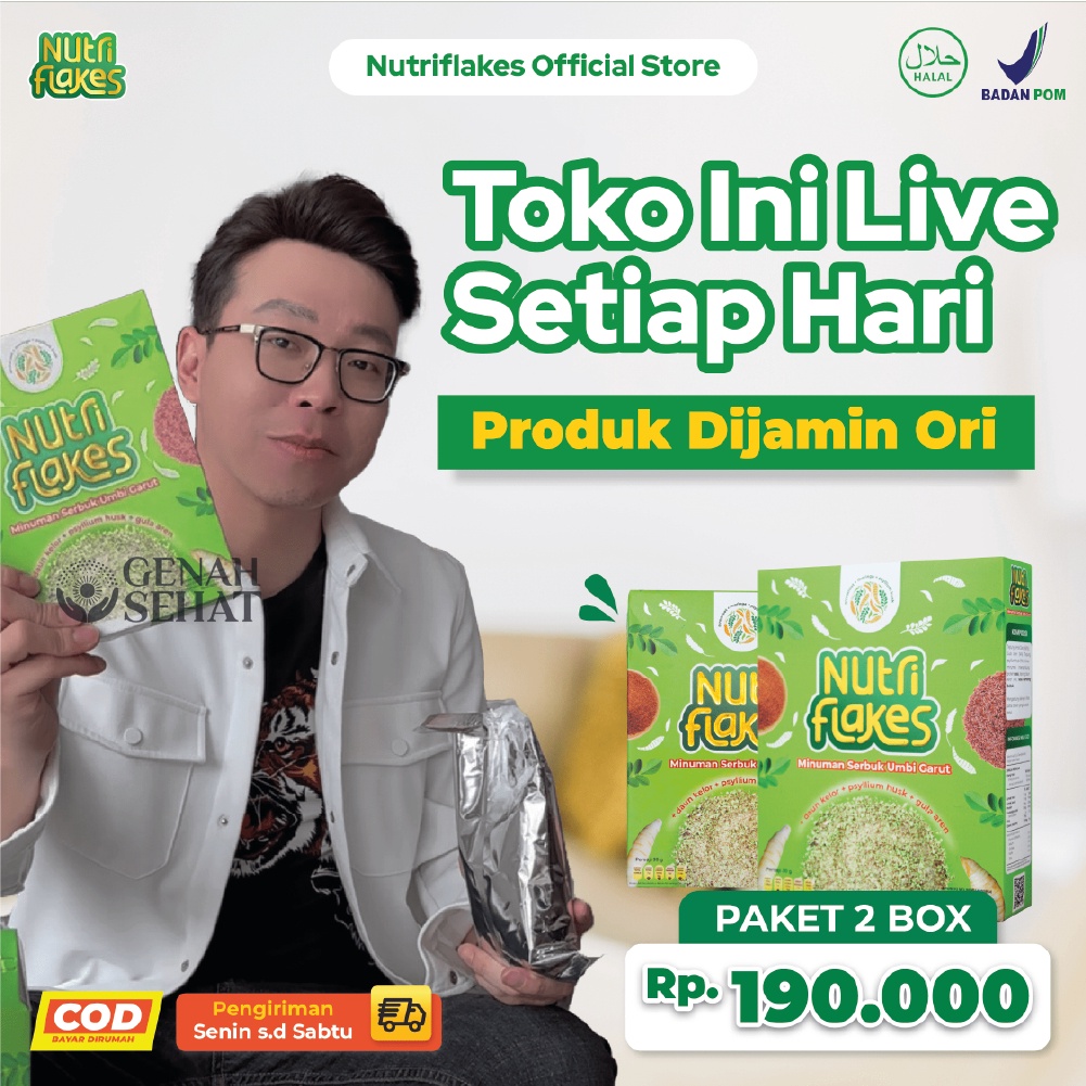 

1212 Nutriflakes Sereal Umbi Garut Asam Lambung Ampuh Mengatasi Asam Lambung Dan Gerd 2 Box