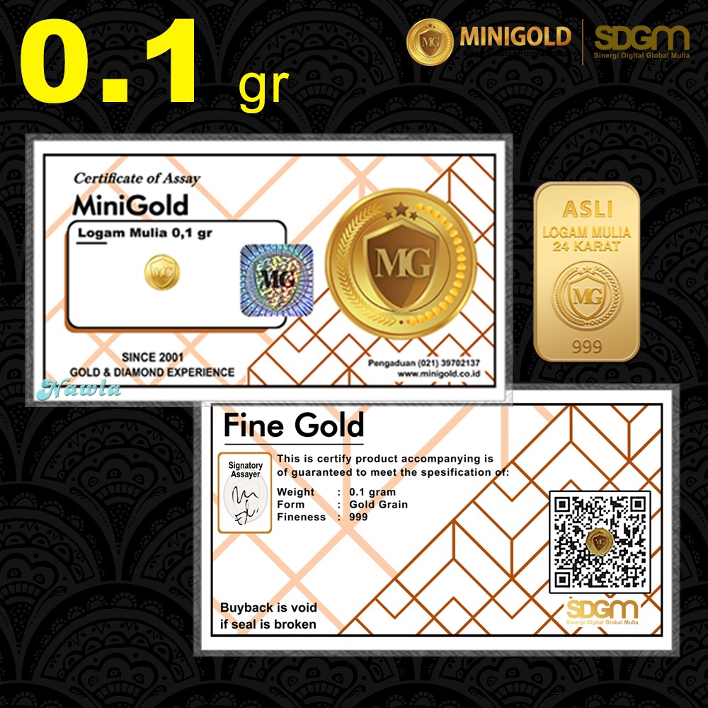 1212 Terlaris Minigold 1 gram WHITE Series Emas Murni Logam Mulia 24 Karat 1 gr