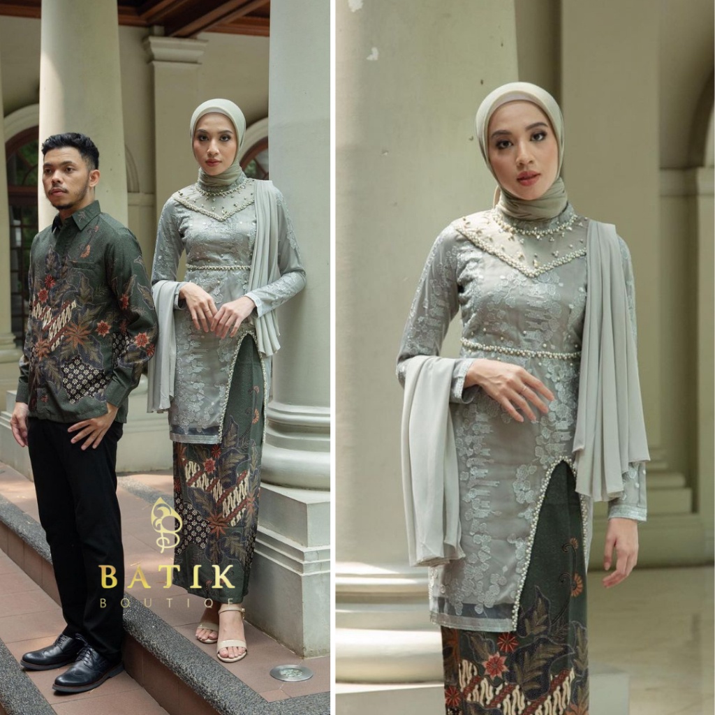 Import Terbaik Kebaya Couple Hana Series Kebaya Wisuda Lamaran Tunangan Set Tunik Batik Baju Couple 