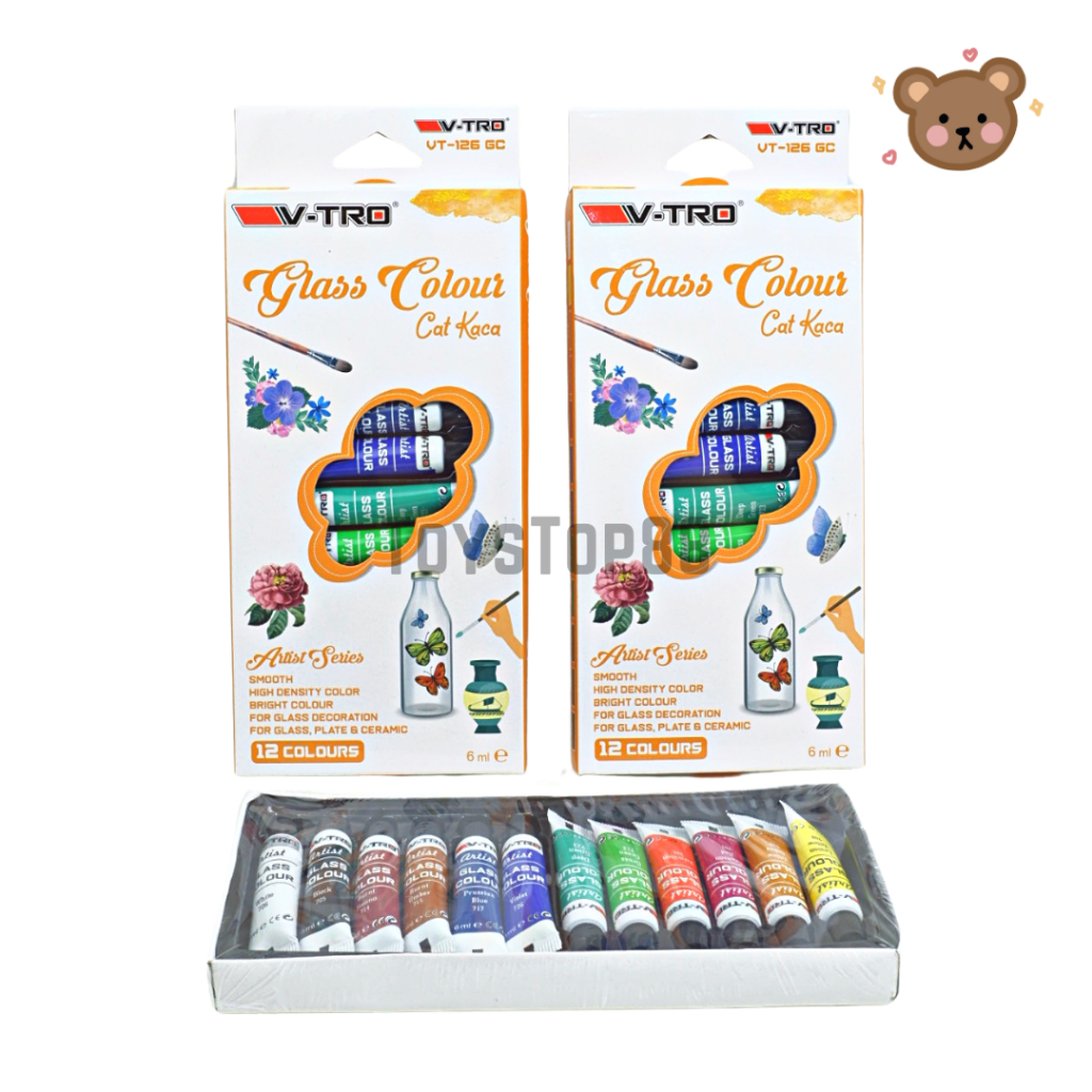 

Cat Kaca Glass Colour V-tro 12 Warna / Glass Color Painting Set / Cat Melukis Gelas Beling Vitro Vtro