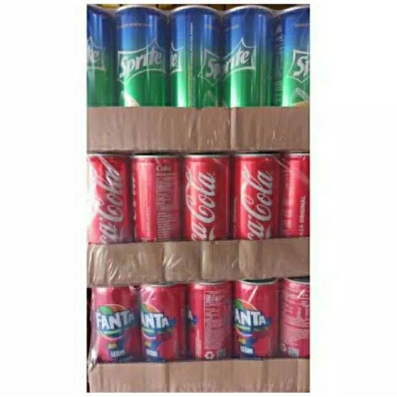 

SPRITE / FANTA / COCA COLA Kaleng SLIM 250 ML 1 KRAT isi 24 Kaleng
