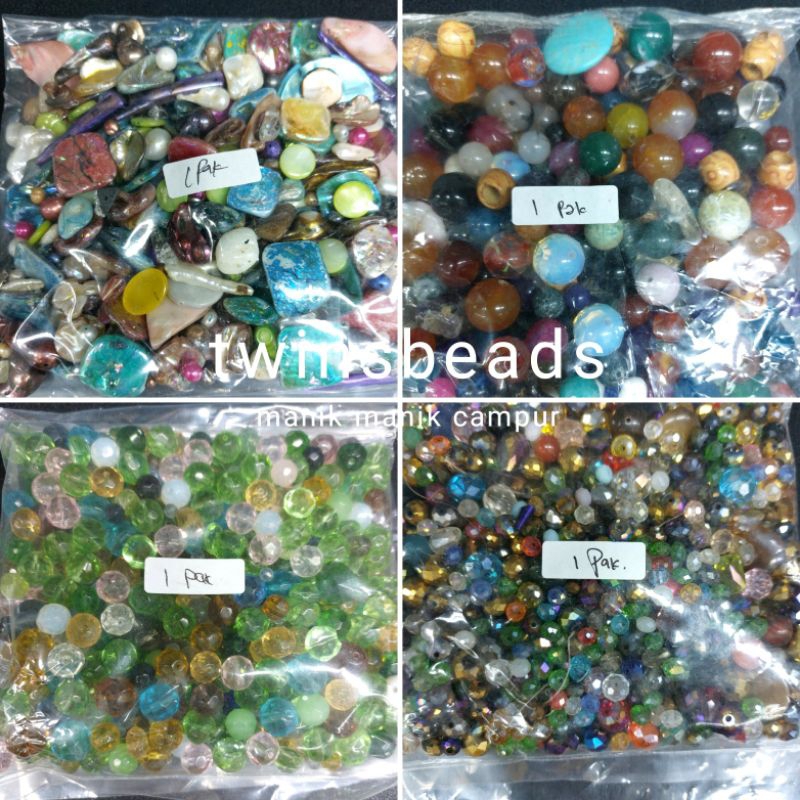 Manik Manik Campur Mutiara,Batu,Cyristal Berat 1 Bungkus 500gram
