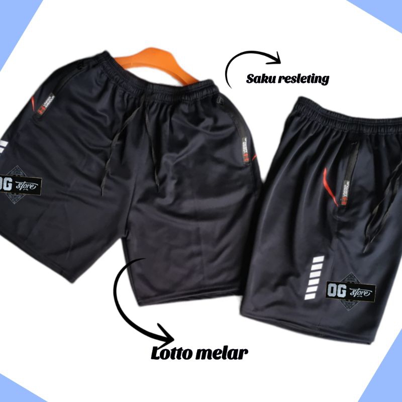 Celana Pendek Pria Olahraga Gym Sport Kolor Bahan Melar Saku Resleting