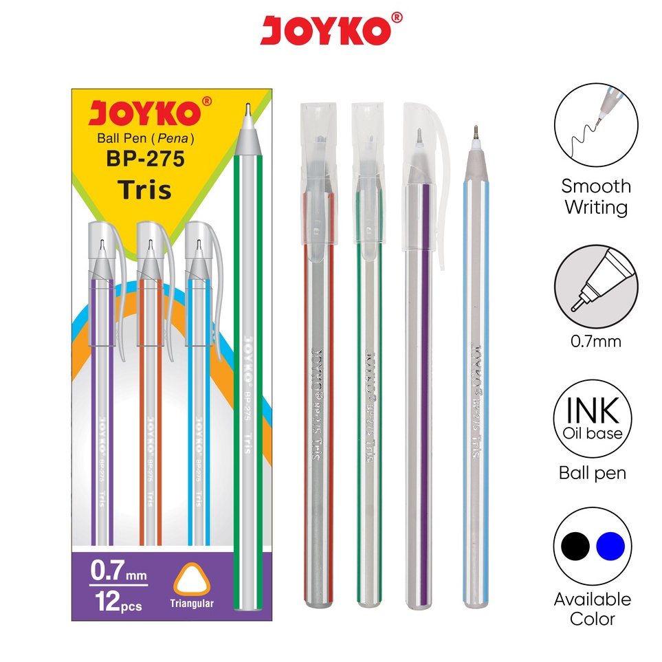 

Ball Pen Pulpen Pena Joyko BP275 Tris 1 BOX 12 PCS 7 mm