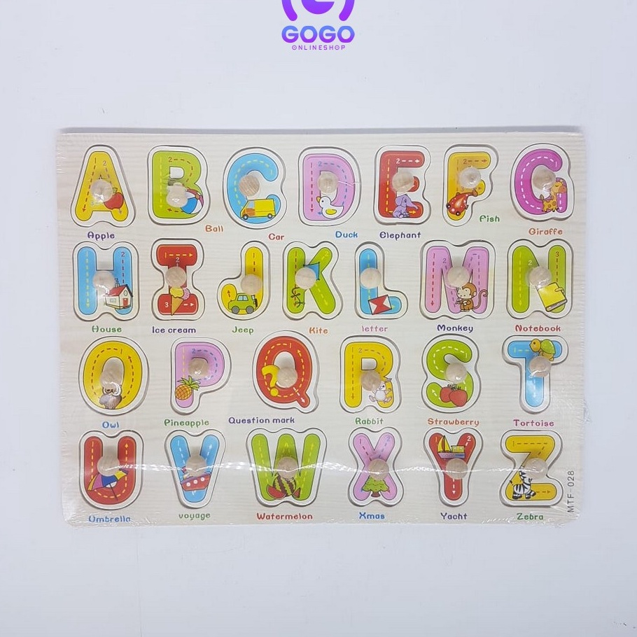 

GOGOM676 Mainan Edukasi Anak Puzzle Kayu Knob Background Bergambar Wooden Toys Mainan Balok Kayu